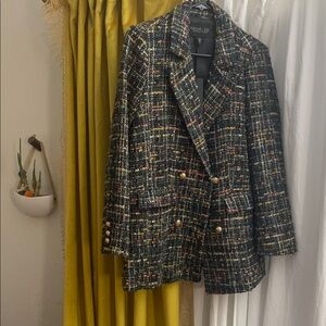 JACKET Rachel Zoe Multicolored Tweed Blazer NWT Size Small